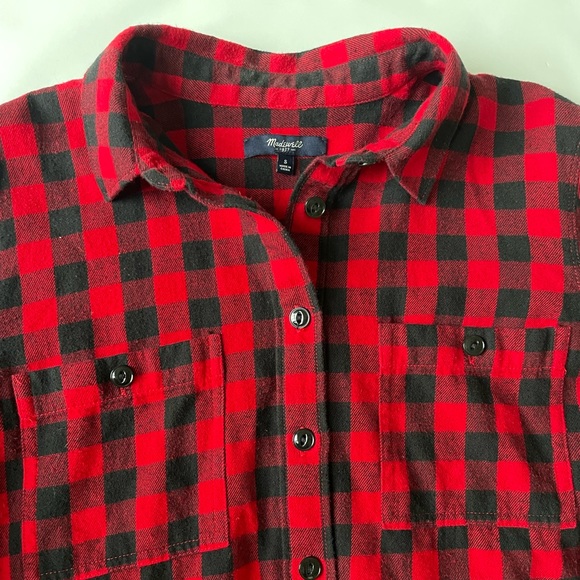 Madewell Flannel Popover Shirt, Buffalo Plaid Check, red black, Small - Picture 4 of 6